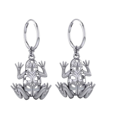 Knotwork Frog Silver Hoop Earrings TER2096 - Jewelry